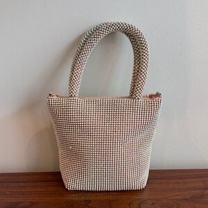 Jessica McClintock Small White Crystal-Embellished Wrist Bag